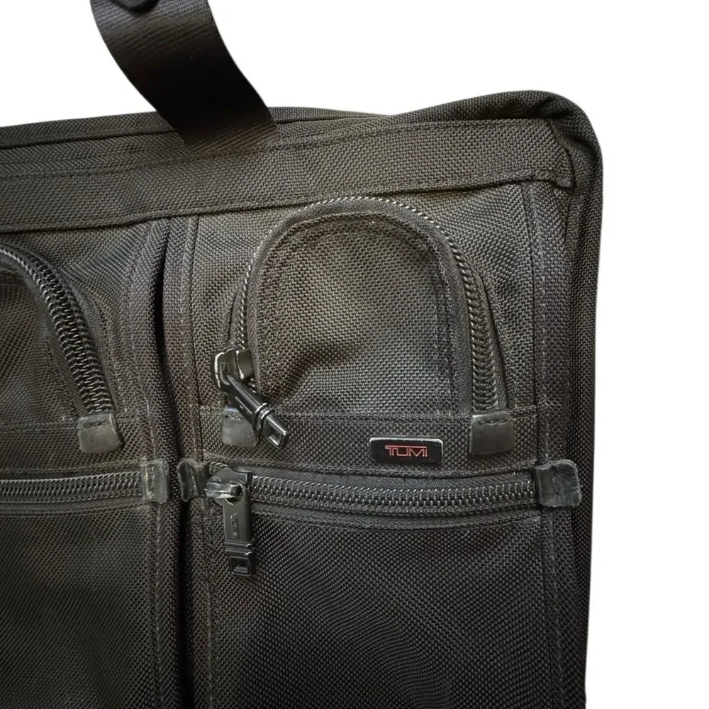 Tumi Black Nylon Laptop Briefcase 26114DH Shoulder Strap Name Tag Pacsafe